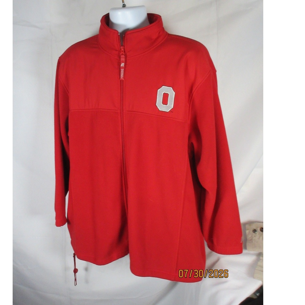 Russell Athletic Ohio State Buckeyes Fleece Jacket Mens 1X Red Full Zip Team Is.
